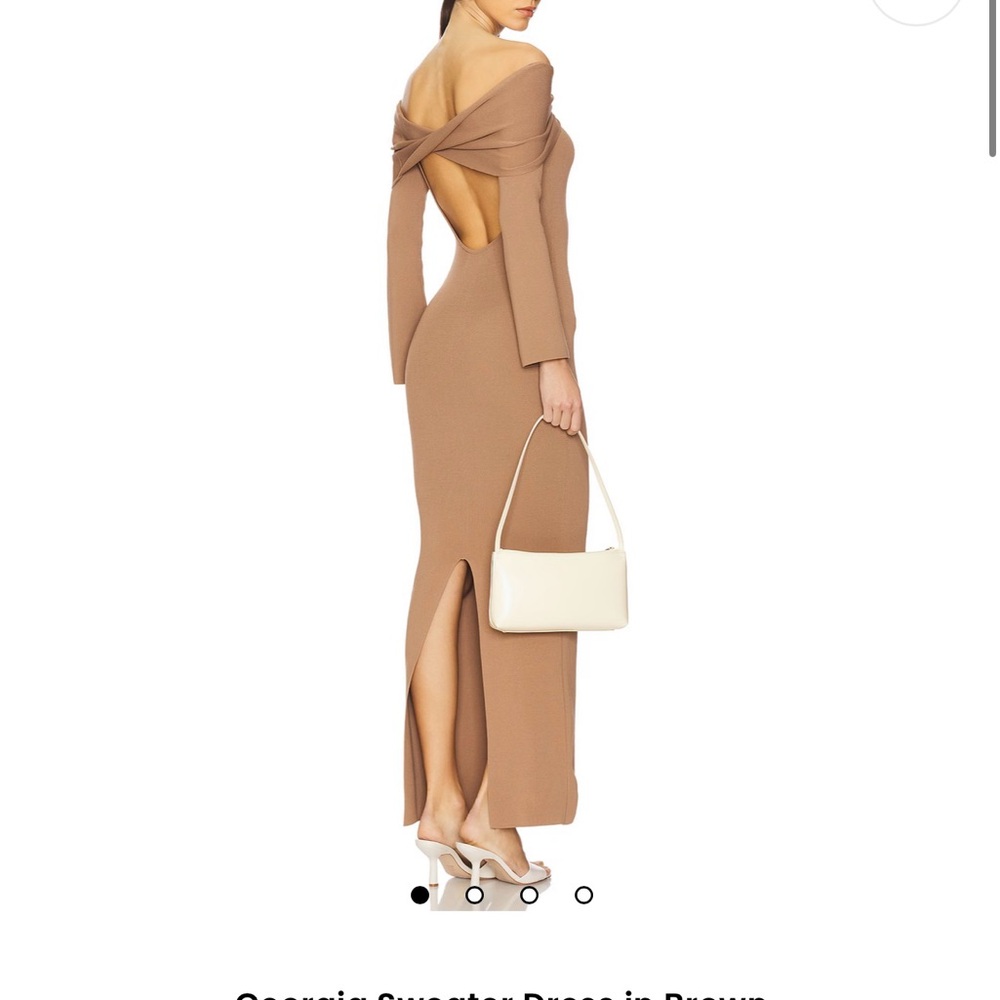 REVOLVE Off-Shoulder Tan Maxi Dress
